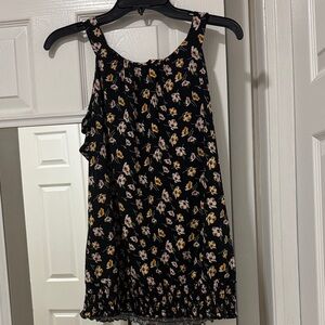 Floral Sleeveless Black Tank
